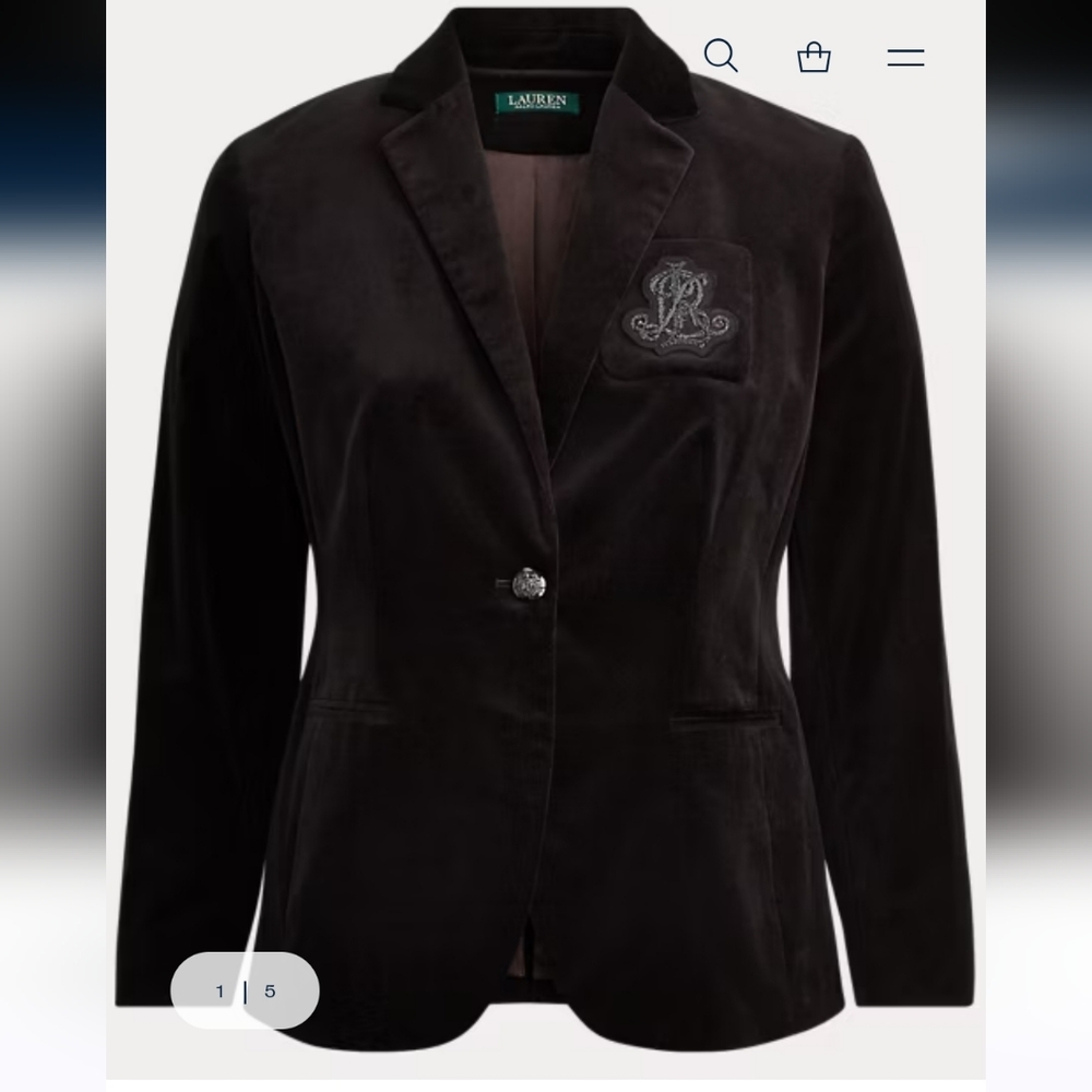 Ralph Lauren Stretch Velvet Blazer 20w(2X)